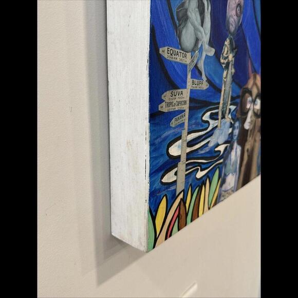 Bruce Reynolds Collage Original Art 2007 The Spot 20” X 20” - Picture 9 of 12